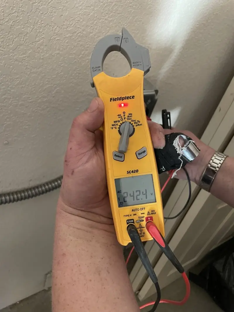 Voltage testing with clamp meter during Generator Installation in West Cocalico